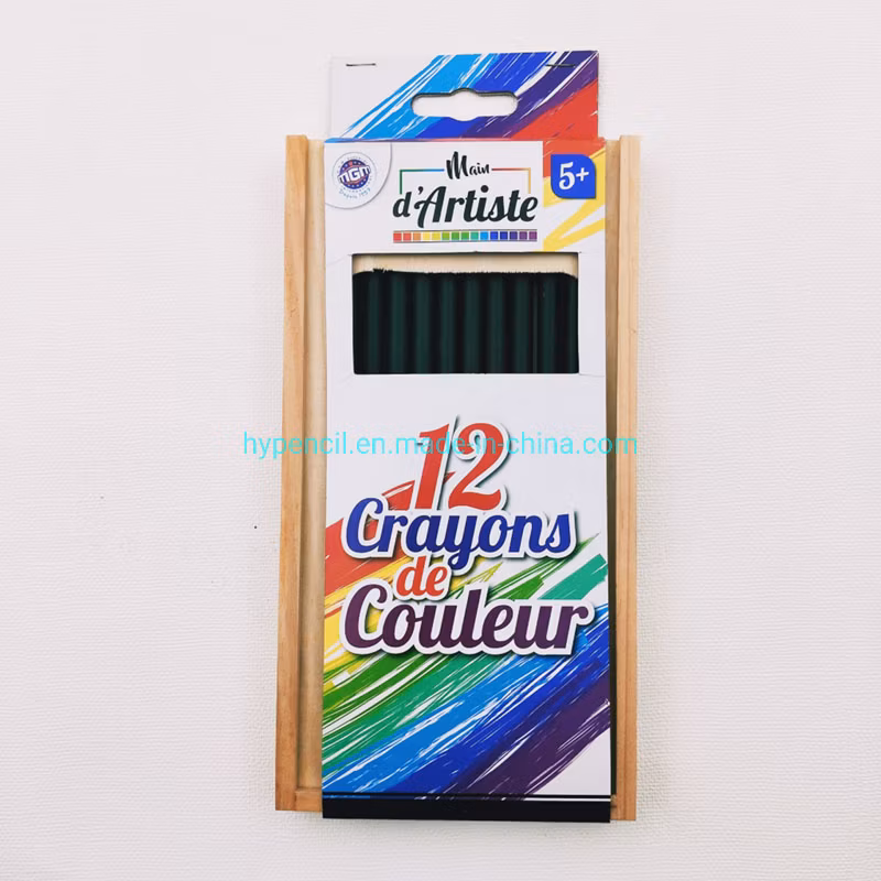 Cbm0712-12 Black Wood Color Pencil in Wooden Case