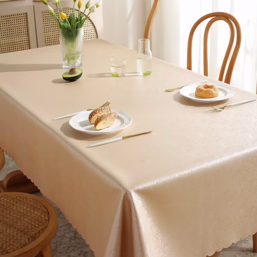 Tablecloth Beige Floral, Oil-Proof, Stain-Proof and Heat-Resistant Luxury Tablecloth