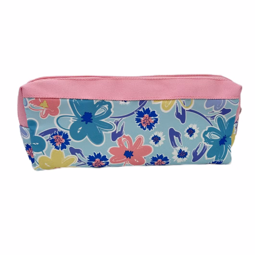 Pink Flower Pencil Case Suit Big Capacity for Office School Student
