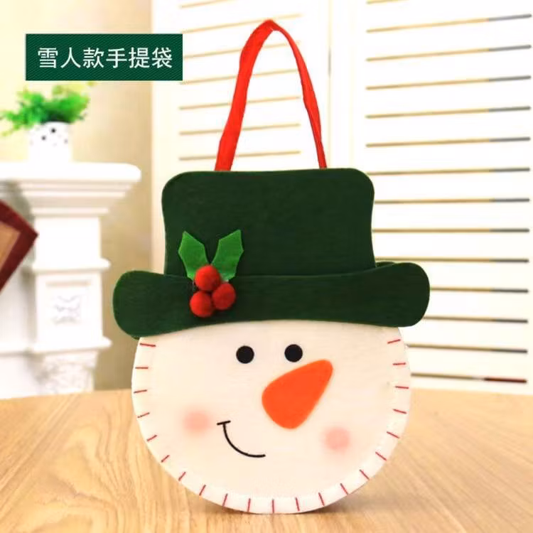 New Christmas Decoration Creative Cute Linen Machine Embroidered Tote Bag with Feet Gift Candy Bag Home Decoration