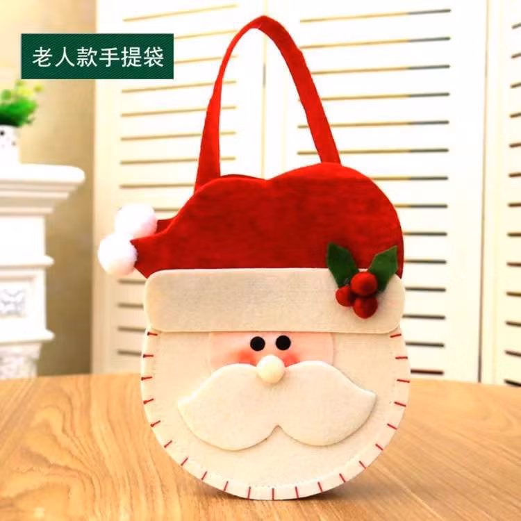 New Christmas Decoration Creative Cute Linen Machine Embroidered Tote Bag with Feet Gift Candy Bag Home Decoration