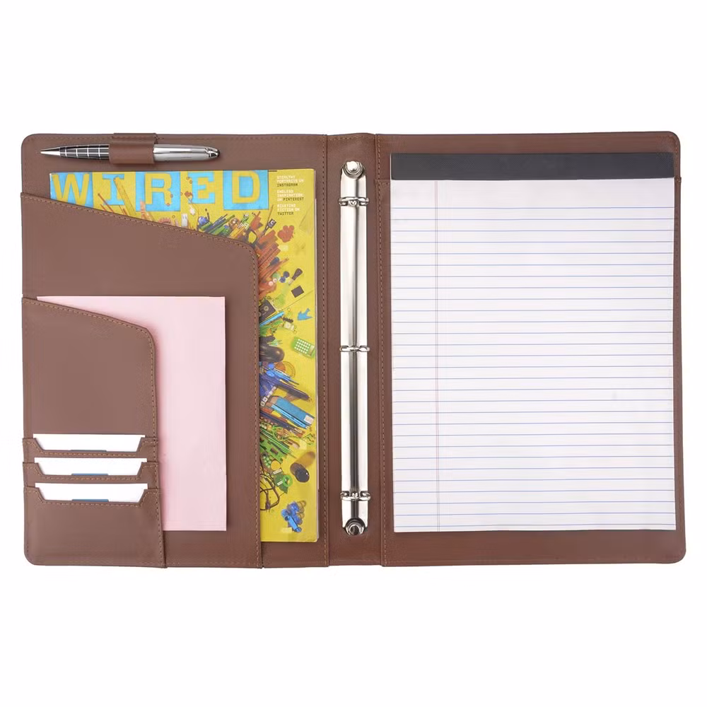 Presentation Meeting Organizer Business A4 Portfolio PU Leather File Folder 3 Ring Binder