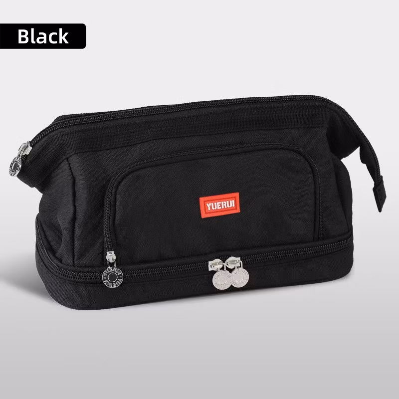 Black Large Capacity Pencil Case Pencil Bag Pencil Pouch Handheld Pen Bag Cosmetic Portable Bag