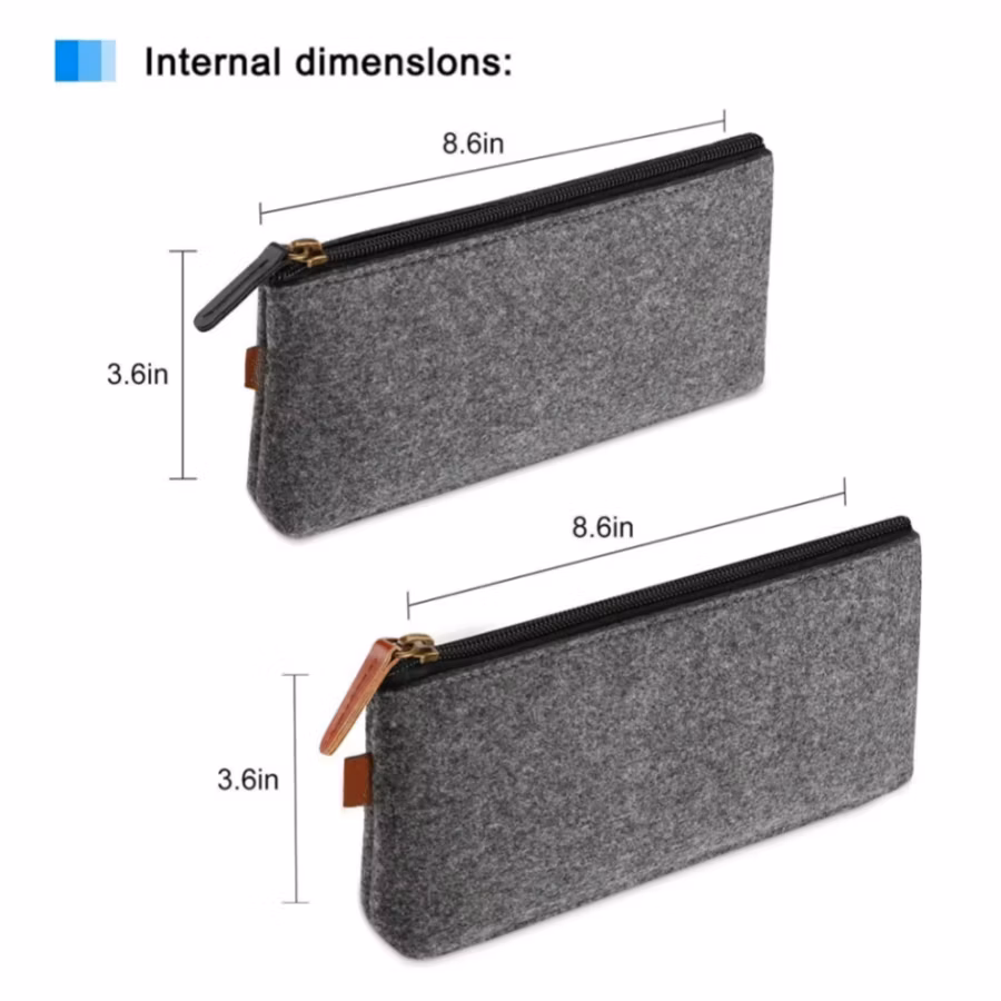 School Supplies Felt Pencil Case Students Stationery Pouch Zipper Bag for Pens