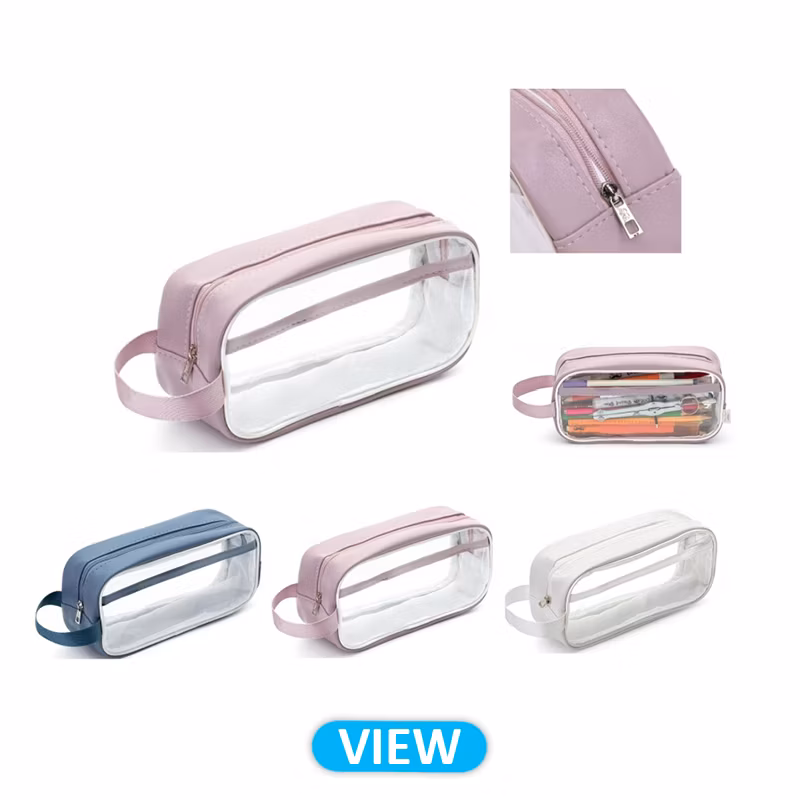 Mr. Pen- Clear Pencil Pouch, Pink, Clear Pencil Case, Clear Pouch, Clear Makeup Pouch, Adults &amp; Kids Pencil Pouch, Pencil Cases