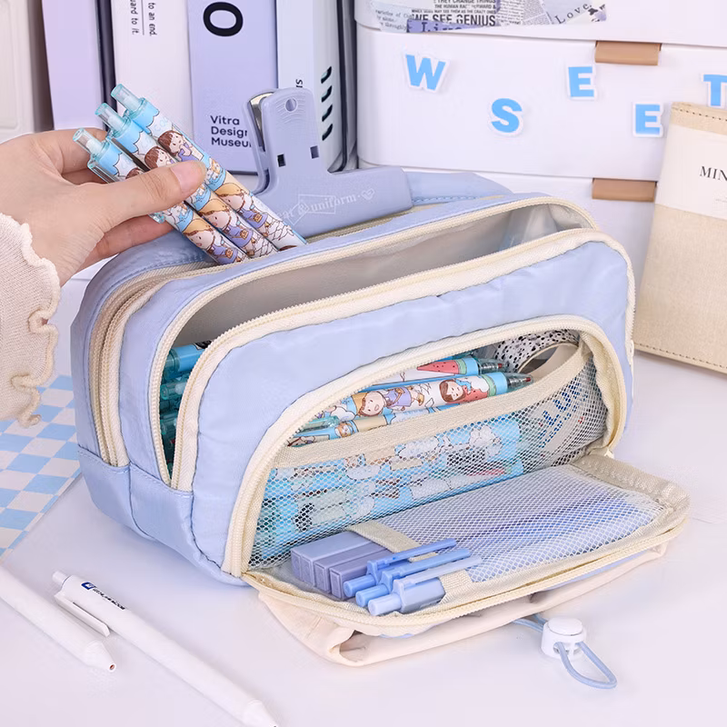 Wholesale School Supplies Pencil Case for School Pen Bags Zipper Pencil Pouch Custom Logo Cloth Pencil Bag