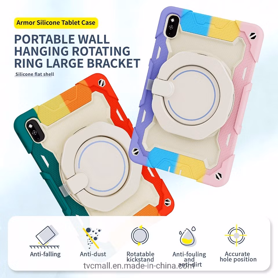 For Huawei MatePad 10.4 (2020)/(2022) Anti-Scratch Shoulder Strap Drop-Proof Silicone+PC Protective Case Rotating Handle-Kickstand Tablet Cover with Pencil Hold