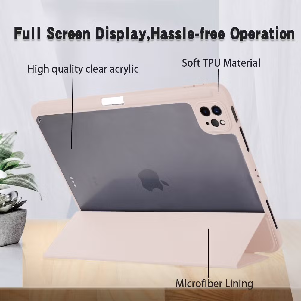 Acrylic Case for Apple iPad PRO 11 Inch Tablet PU Leather Stand Cover with Pencil Holder
