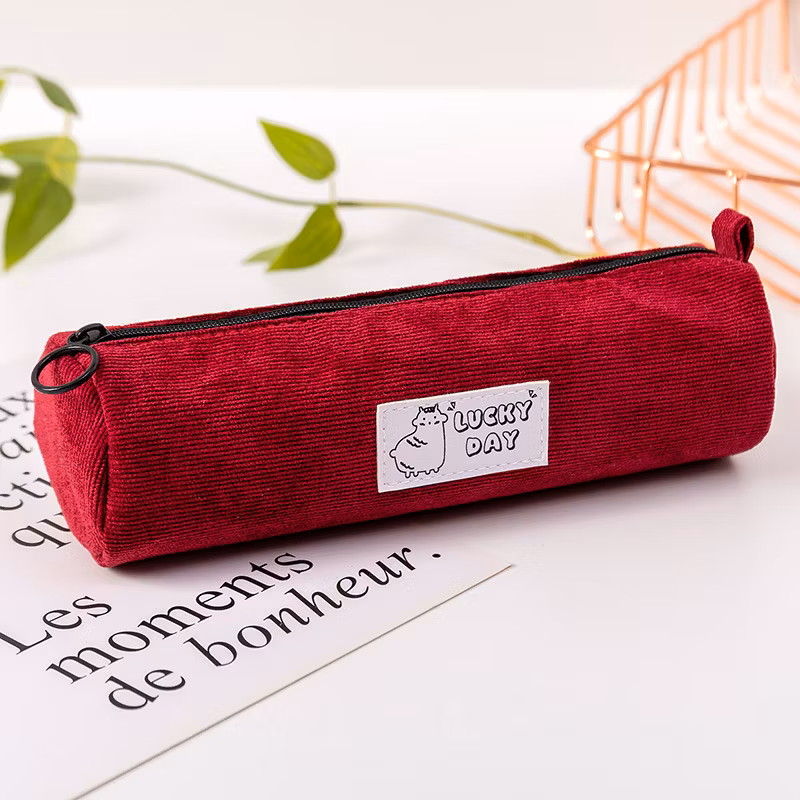 Literary Corduroy Pencil Case Ins Net Red Wind Creative Simple Pencil Case Student Storage Stationery Bag