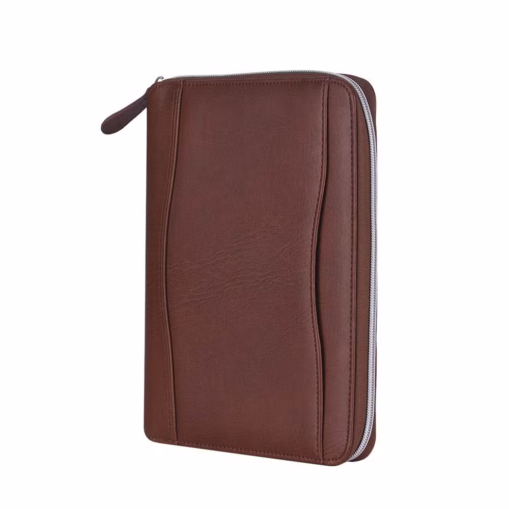 A5 Notepad Ring Binder Journal Customized Brown Notebook Wholesale Leather Portfolio Folder