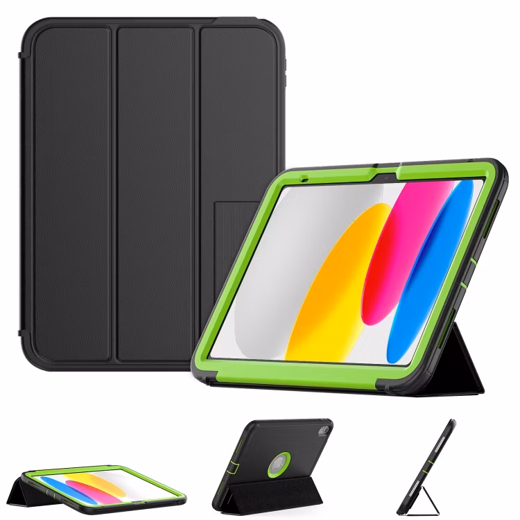 Designed for iPad 10.2 Case Black, 9th Generation 2021, 8th Gen 2020, Rugged Heavy Duty Protective Durable Folio Cover &amp; Kick Stand, W/Pencil Stylus Holder