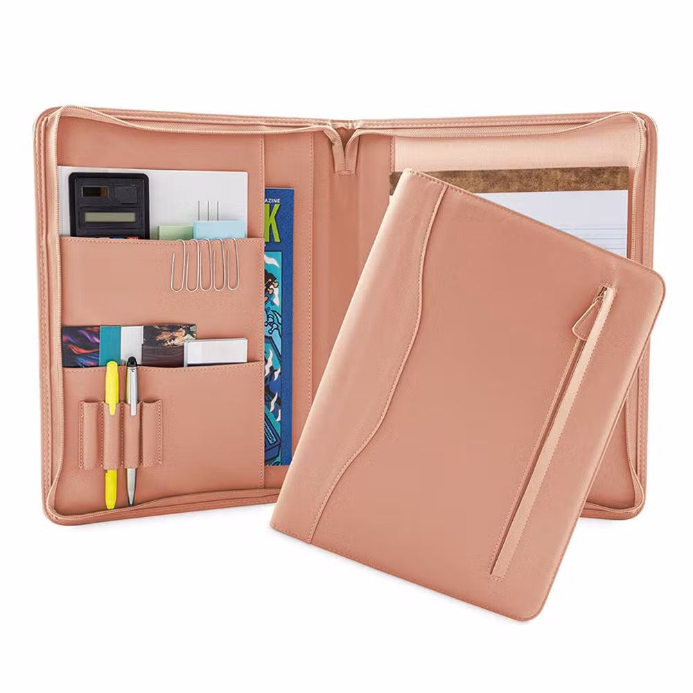 A4 File Folder 4 Rings Binder Portfolio Leather Custom Hotel Compendium Folders