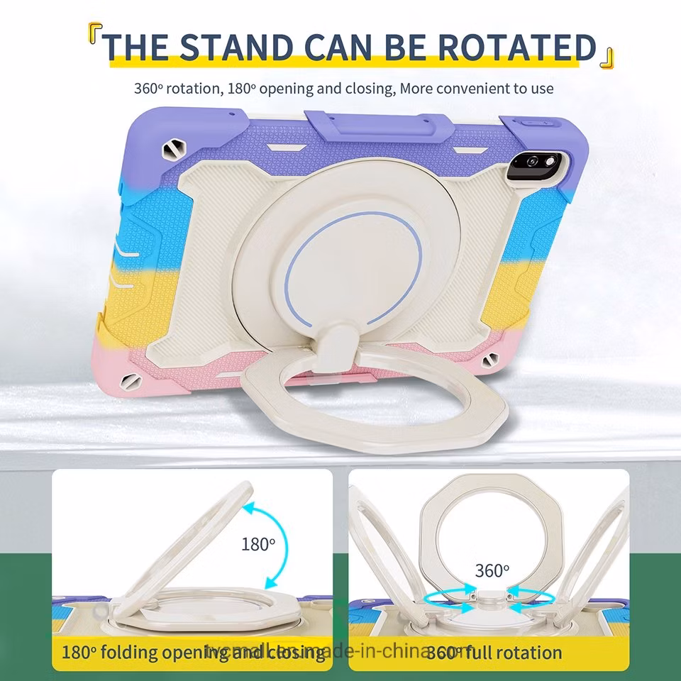 For Huawei MatePad 10.4 (2020)/(2022) Anti-Scratch Shoulder Strap Drop-Proof Silicone+PC Protective Case Rotating Handle-Kickstand Tablet Cover with Pencil Hold