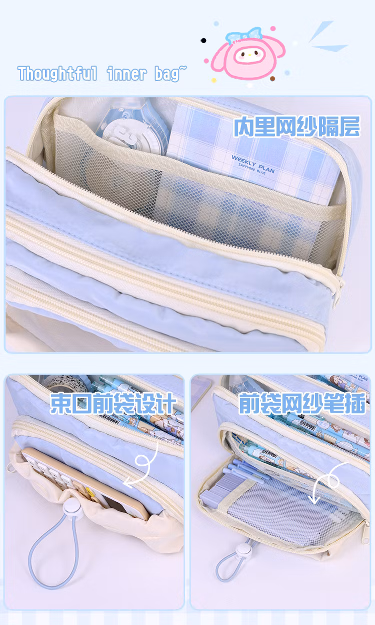 Wholesale School Supplies Pencil Case for School Pen Bags Zipper Pencil Pouch Custom Logo Cloth Pencil Bag