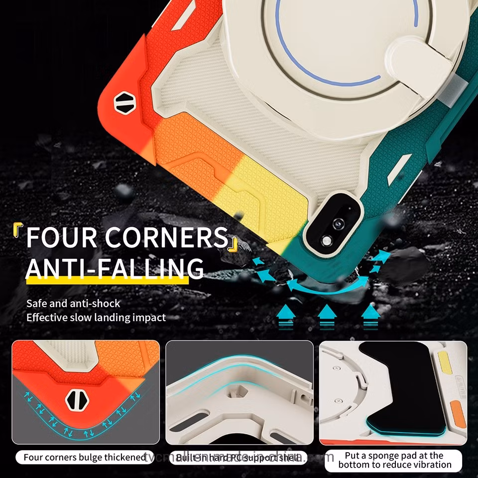 For Huawei MatePad 10.4 (2020)/(2022) Anti-Scratch Shoulder Strap Drop-Proof Silicone+PC Protective Case Rotating Handle-Kickstand Tablet Cover with Pencil Hold