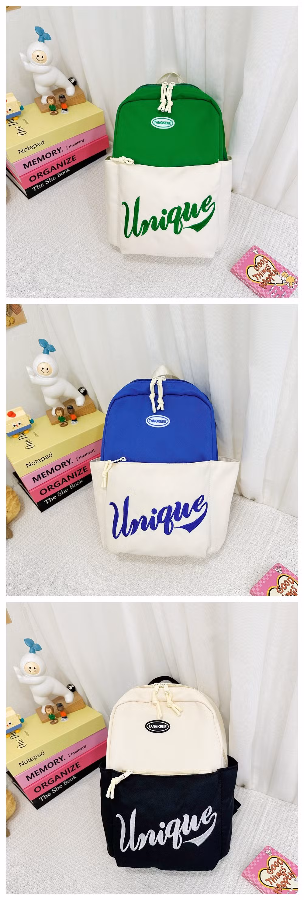 Retail and Wholesale 6 Colors Children&prime;s School Bag with Embroidery