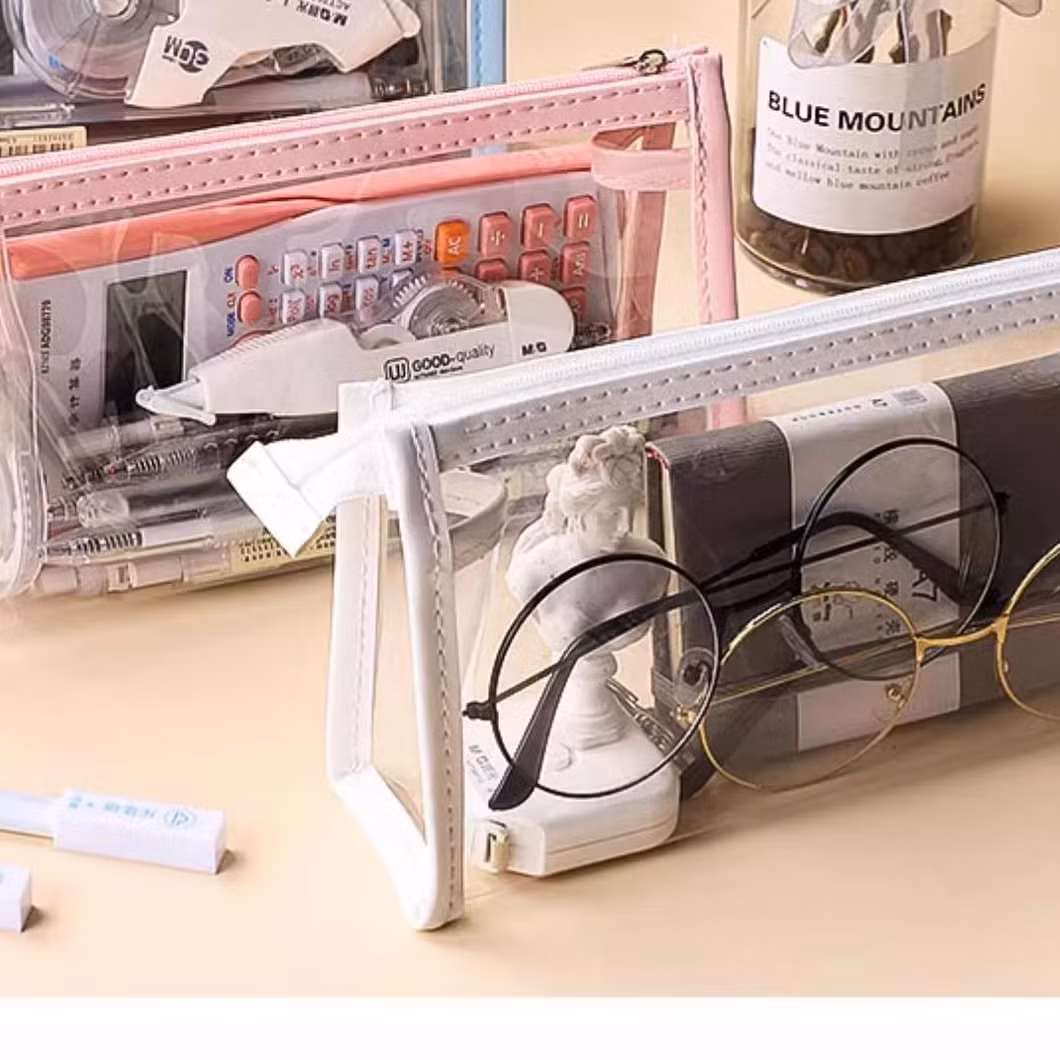 Transparent Pencil Case with Ins Japanese Style, Large-Capacity Stationery Box for Girls, Suitable for High School Female Students, High-Aesthetic Stationery Ba