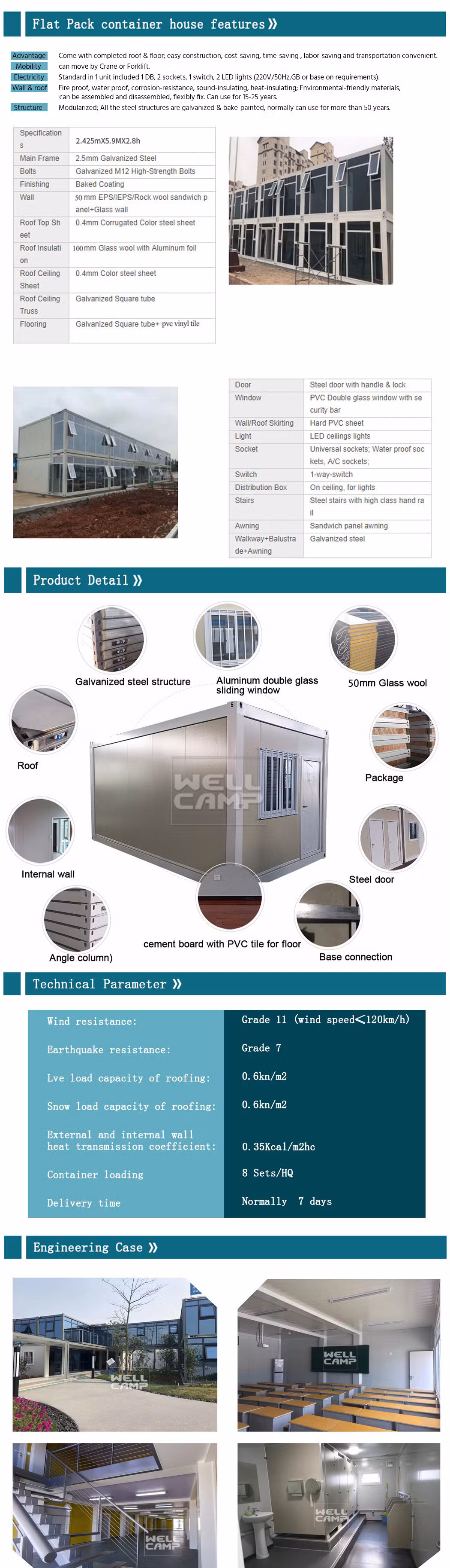 Economical Steel Structure Prefabricated Flat Pack Container Price Modular Container School
