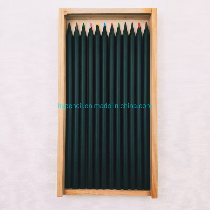 Cbm0712-12 Black Wood Color Pencil in Wooden Case