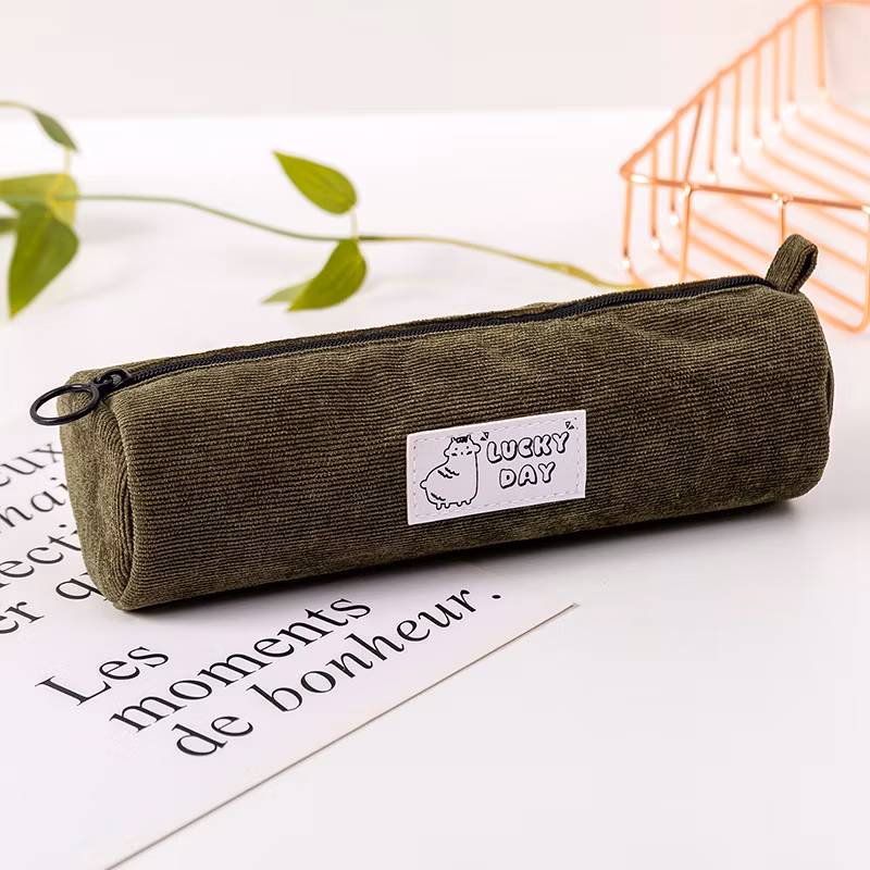 Literary Corduroy Pencil Case Ins Net Red Wind Creative Simple Pencil Case Student Storage Stationery Bag