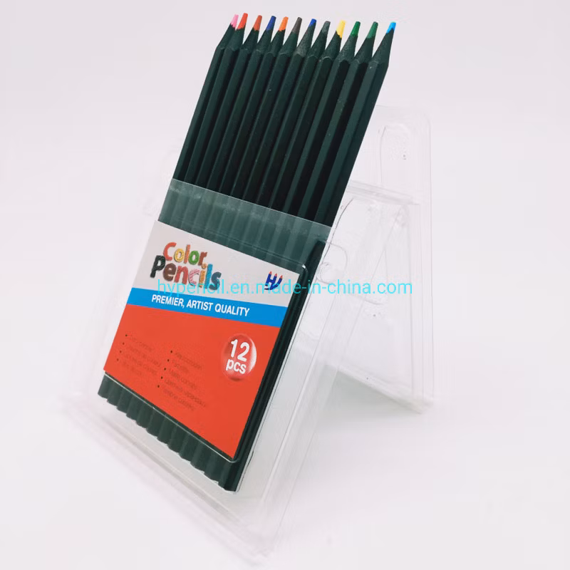 Cbm0712-12 Black Wood Color Pencil in Wooden Case