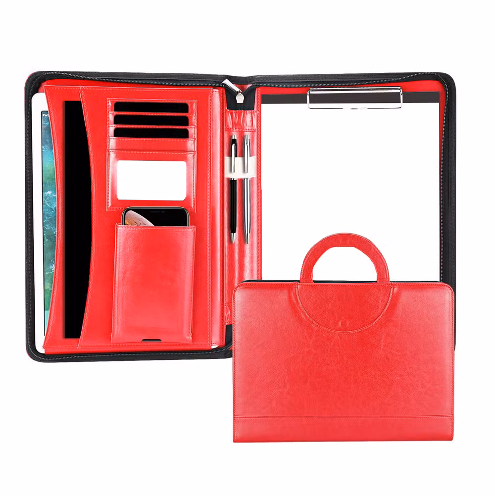 A4 File Folder 4 Rings Binder Portfolio Leather Custom Hotel Compendium Folders
