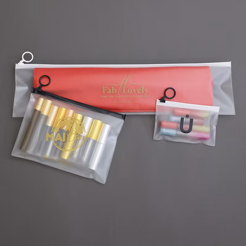 Waterproof PVC Frosted Zipper Bag Logo Customization Pencil Case Travel Cosmetic Bag