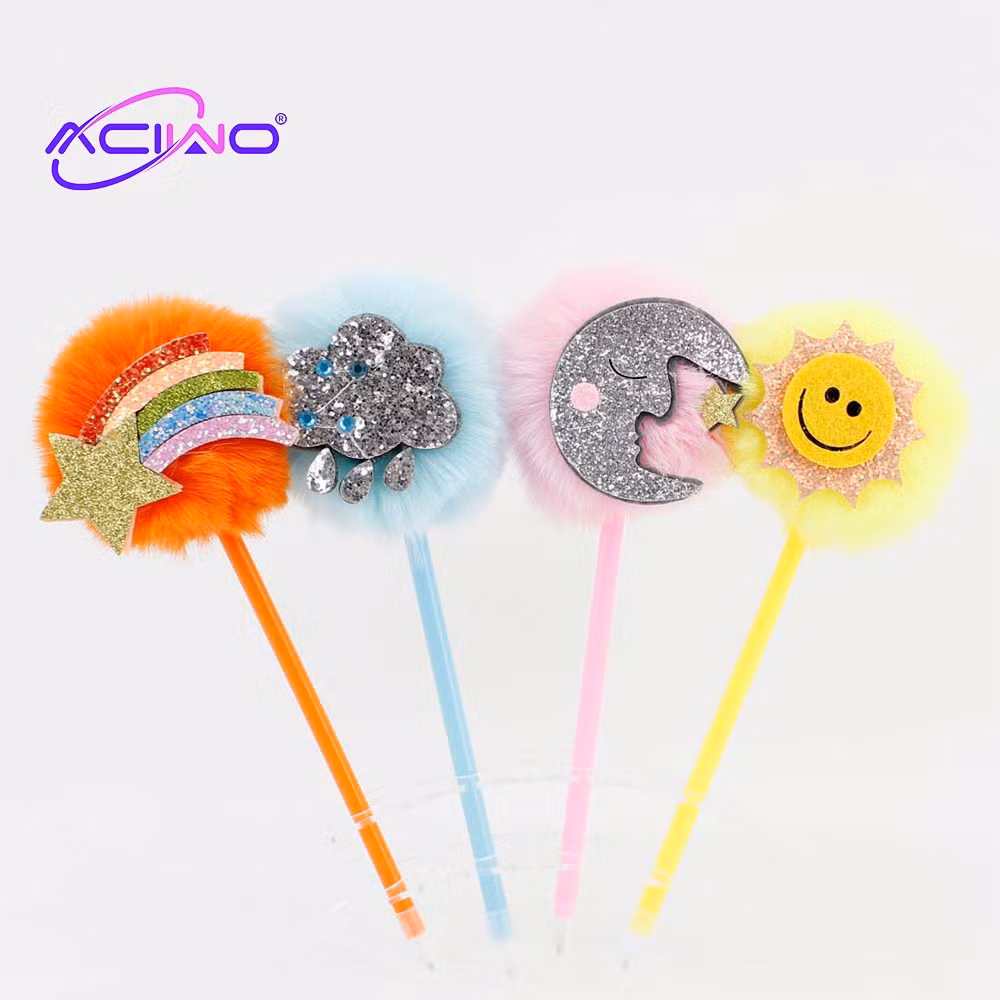 Rainbow Moon Sun Cloud Ballpoint Pen Creative Felt Fabric Student Girl Heart Cute Stationery Small Gift (10069)