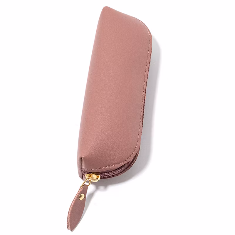 Leather Zipper Pencil Holder Pouch Pencil Case with Custom Logo