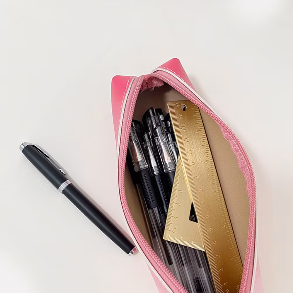 Factory PU Matching Color High Quality Fashion Classic Zipper Pencil Bag Pen Case