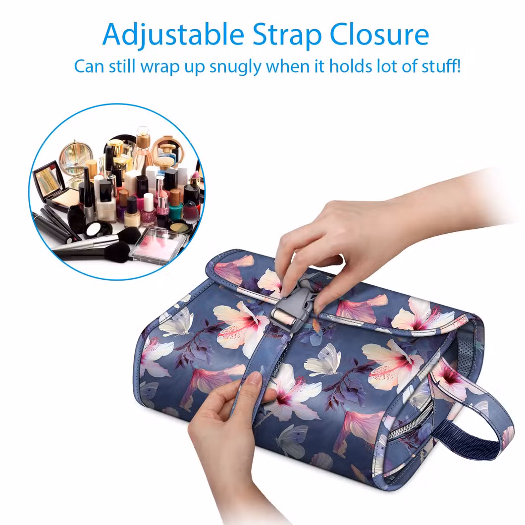 Portable Toiletry Cosmetic Travel Bag Large Water Resistant Hanging Makeup Organizer Storage Pouch Case for Women Girls