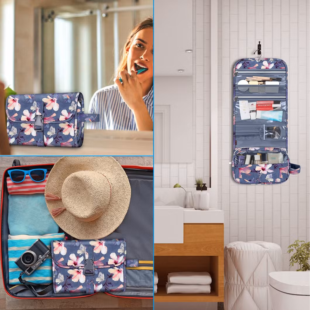 Portable Toiletry Cosmetic Travel Bag Large Water Resistant Hanging Makeup Organizer Storage Pouch Case for Women Girls