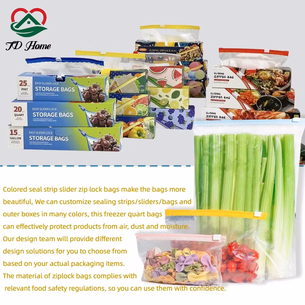 Wholesale in Stock Pint Quart Gallon Vacuum Food Storage Reusable Seal Freezer Resealable Bags Plastic Packaging Zip Bag Sandwich Reclosable Ziplock Zipper Bag