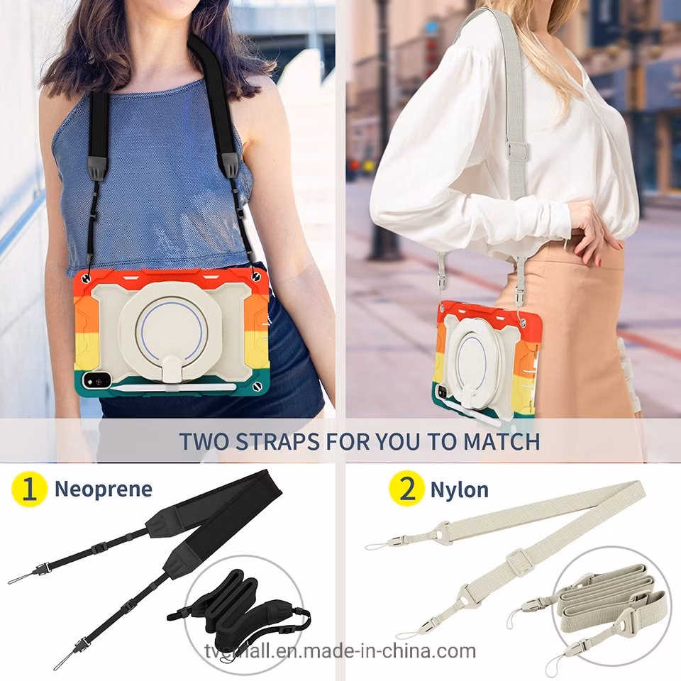 For Huawei MatePad 10.4 (2020)/(2022) Anti-Scratch Shoulder Strap Drop-Proof Silicone+PC Protective Case Rotating Handle-Kickstand Tablet Cover with Pencil Hold