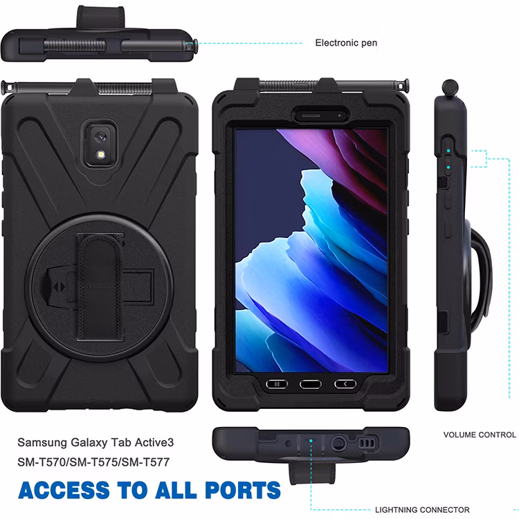 Heavy Duty Shockproof with Pencil Holder Rugged Silicone Tablet Case for Samsung Galaxy Tab Active 3 8.0 Sm-T570/T575