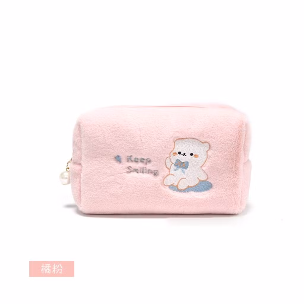 Stylish Large Capacity Portable Plush Pencil Case for Students