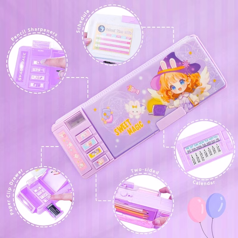 Factory Wholesale Cute Tinplate Pencil Case, Creative 3D Cartoon Car Stationery Box for Children