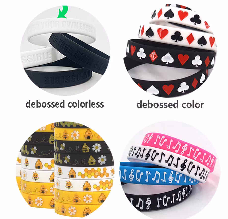 Motivational Debossed Engrave Printed Ink Filled Event Sport Glow Wide Thin Personalized Promotional Custom Customized Logo Silicone Rubber Wristband Bracelet