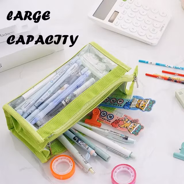 Clear PVC Pen Pencil Case with Zipper, Big Capacity PVC Pencil Bag Pouch Travel Bag Stationery Set for School Office