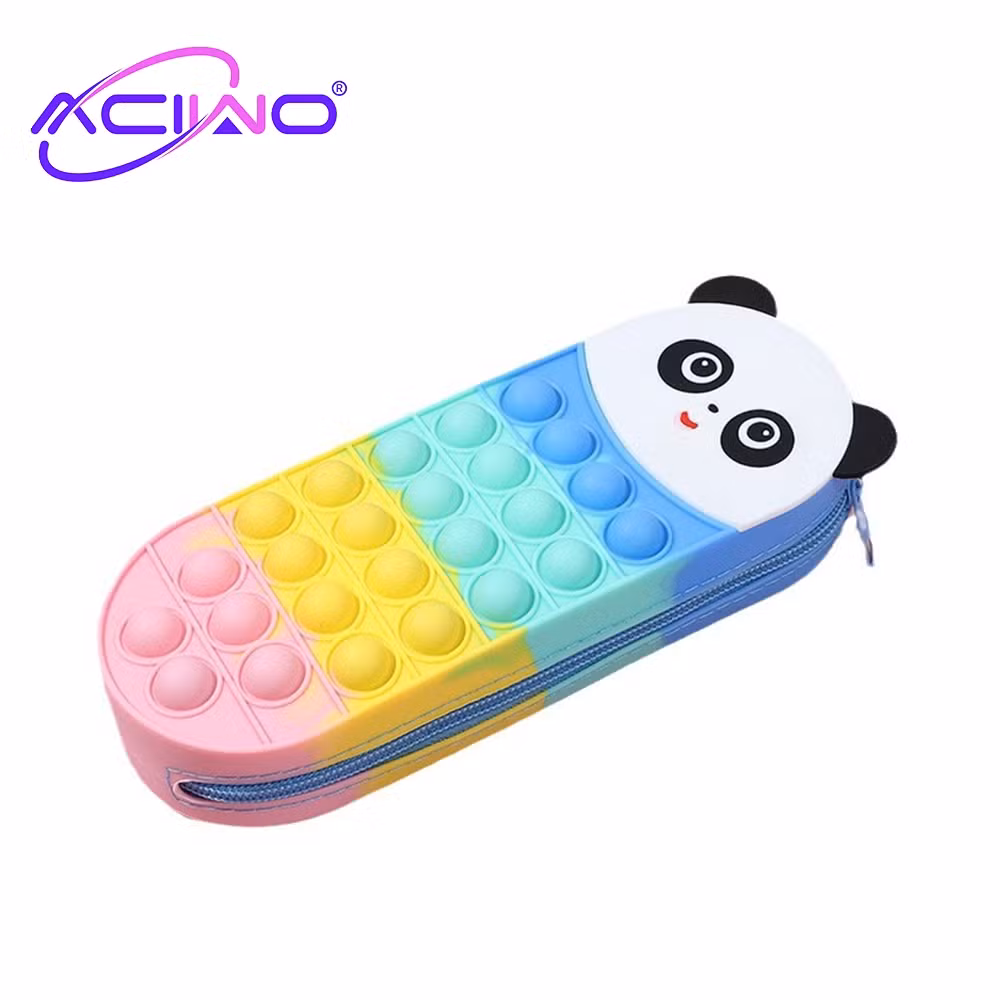 Stationery Silicone Pencil Case, Silicone Pop Pencil Case, Rabbit, Bear, Little Panda, Frog, Cute and Compact Silicone Pencil Case for Students (10254)