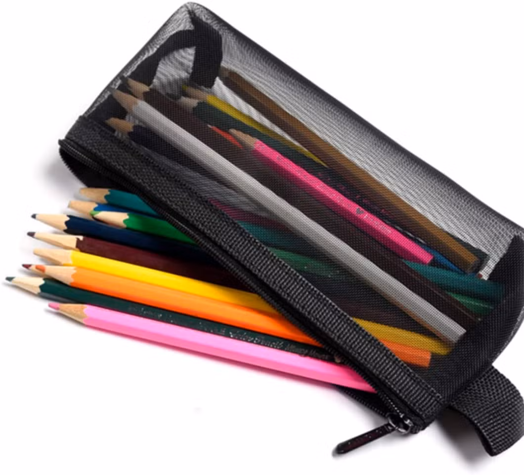 Transparent PVC Plastic School Mesh Pencil Case