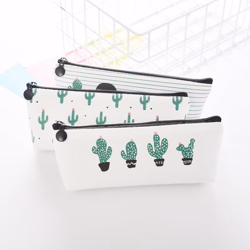Cactus Design Simple Stationery Box Canvas Pencil Case