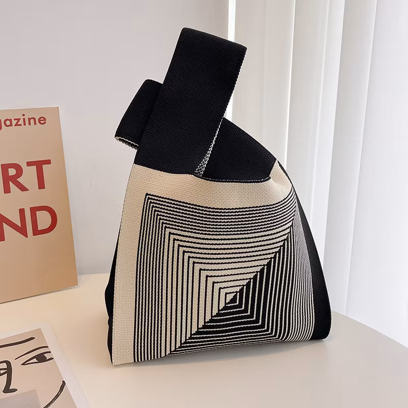 Sh2442 Crochet Storage Tote Bags Traveling Foldable Purse Cute Blank for Women Large Custom with Logo Hand Wholesale Handmade Checkerboard Knitted Bag