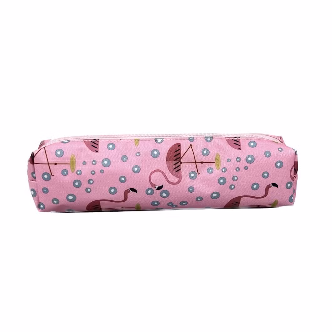 The Latest Lightweight Polyester Pink Wave-Lit Flamingo Pencil Case