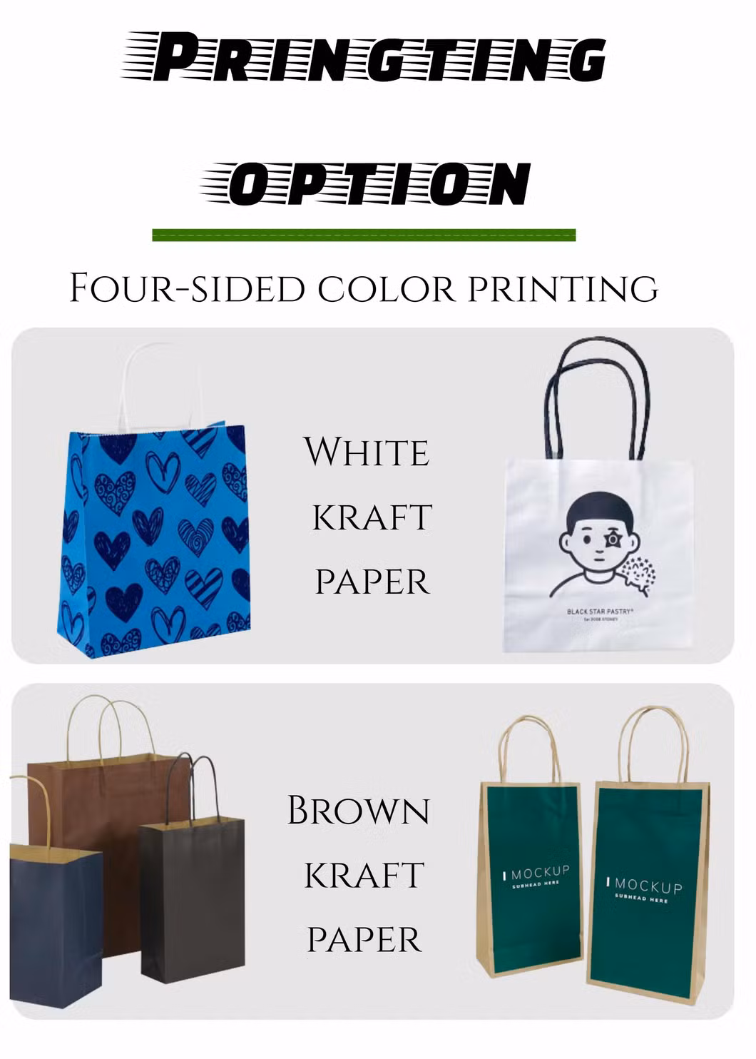 Paper Gift/Shopping/Brown/White/Coffee/Gift Bag/Food Packaging/Sos/Die Cut/Twist Handle/Flat Handle/Kraft Paper/Aluminum Foil Pointed Bottom/Paper Bag