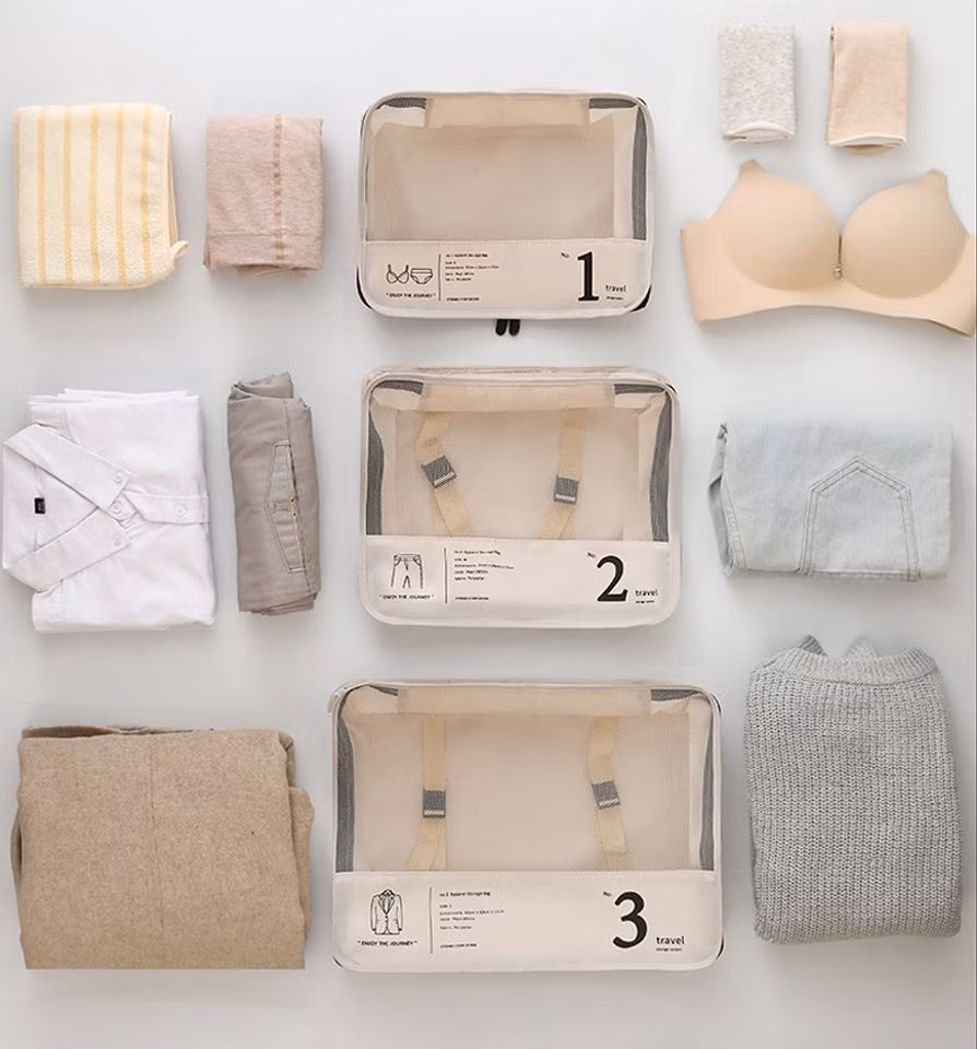7-Piece Set Suitcase Clothes Underwear Organizer Travel Cosmetic Storage Luggage Organizer Bag