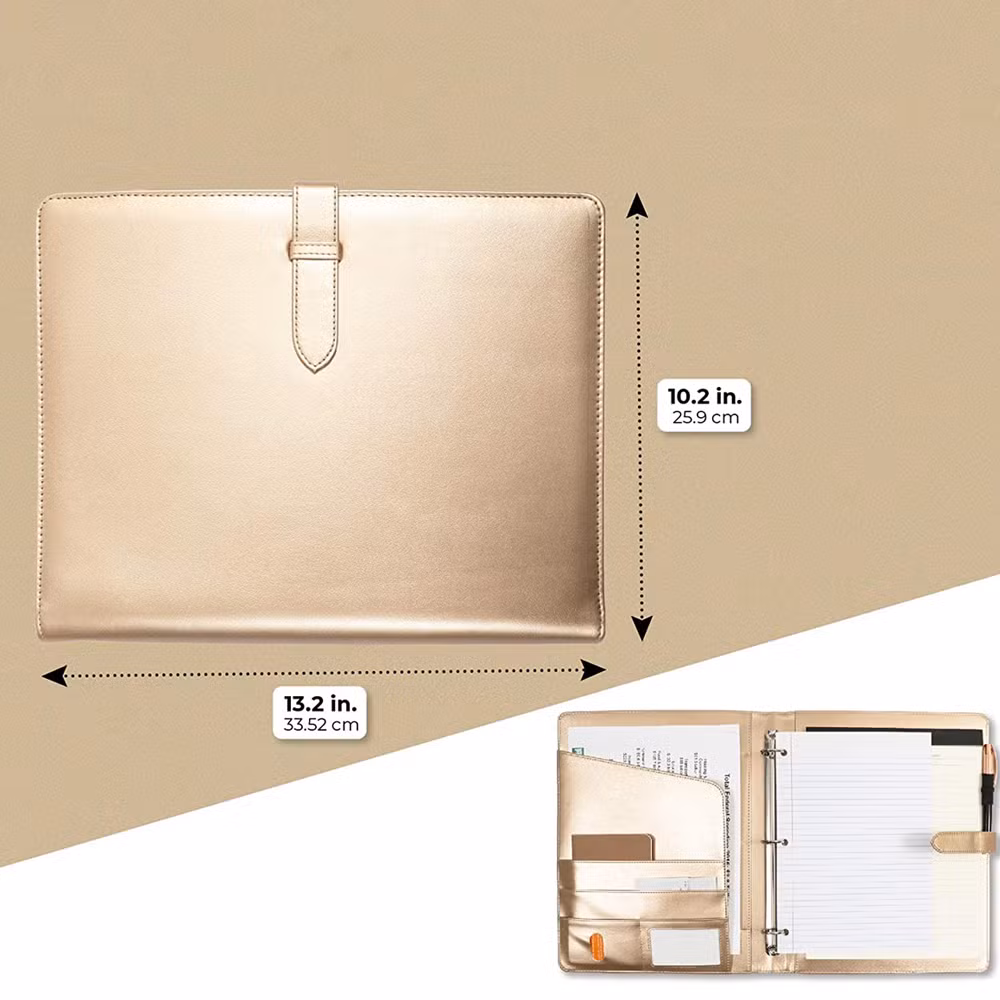 Champagne 3 Rings Portfolio Elegant A4 Menu Cover Personalised Ring Binder Folder
