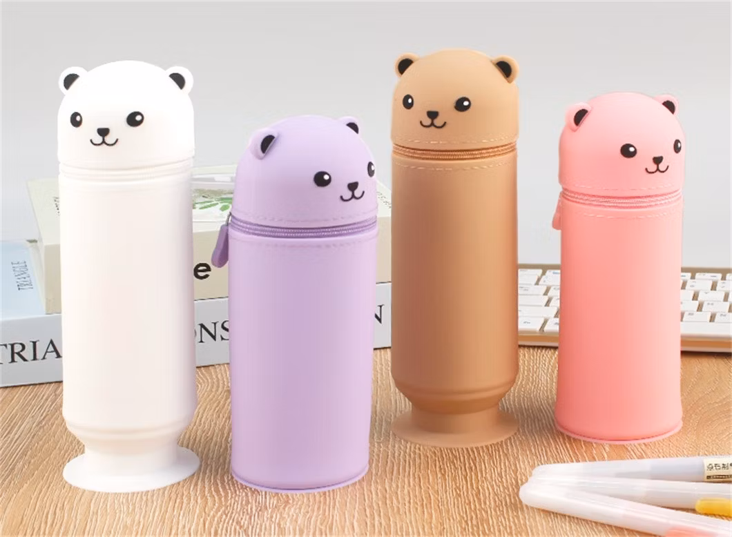 China Manufacturer Wholesale School Stationery Cute Bear Shape Kids Bag Pencil Case