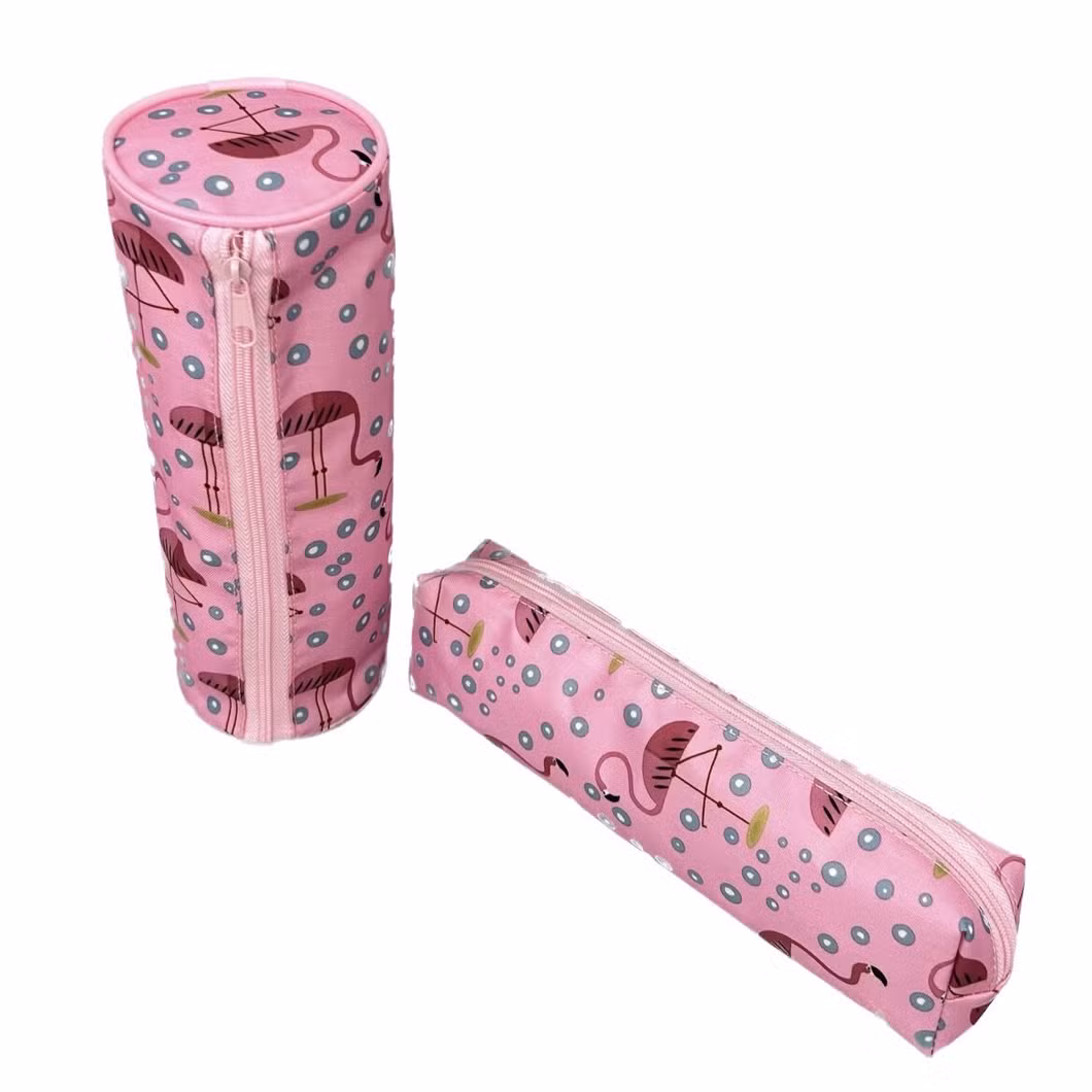 The Latest Lightweight Polyester Pink Wave-Lit Flamingo Pencil Case