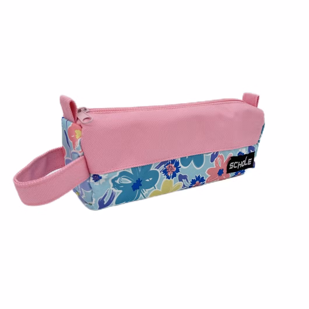 Pink Flower Pencil Case Suit Big Capacity for Office School Student